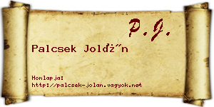 Palcsek Jolán névjegykártya